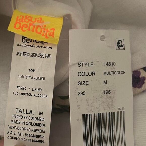 Agua Bendita Kosia Beaded Floral Cotton Crop Top – Vibrant Boho Y2K (M)🌸 - Picture 7 of 7